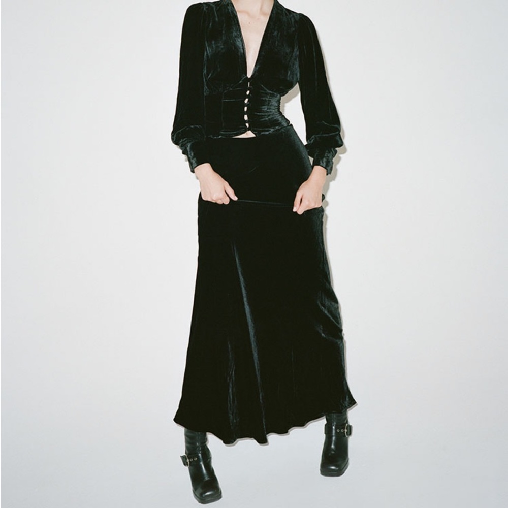 NWT Realisation Par black velvet maxi skirt!